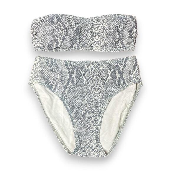 Vintage 1990s deadstock gray snakeskin tube top bikini - Picture 1 of 6